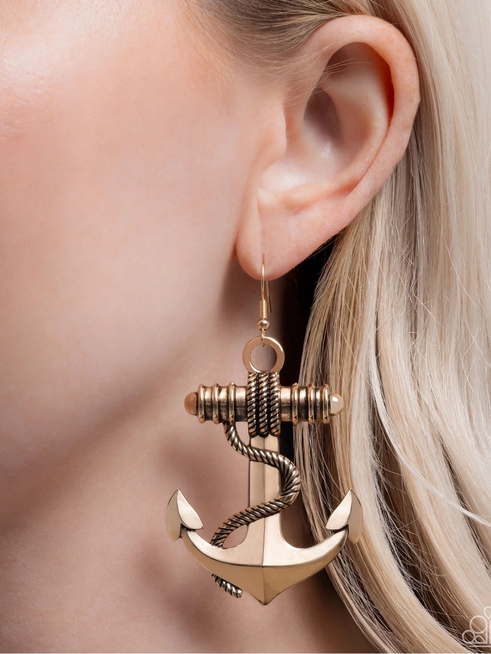paparazzi Gold Anchor Drop Earrings